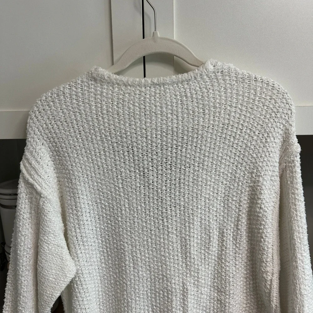 Free People Sweater Womens XS‎ White Twist Front Surplice V-Neck Textured Knit